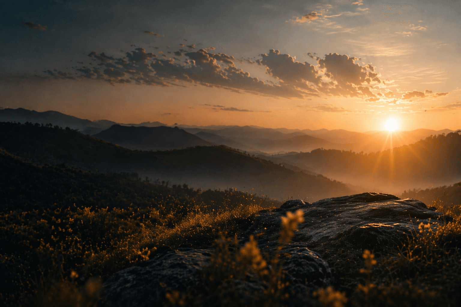 Mountain landscape at sunset